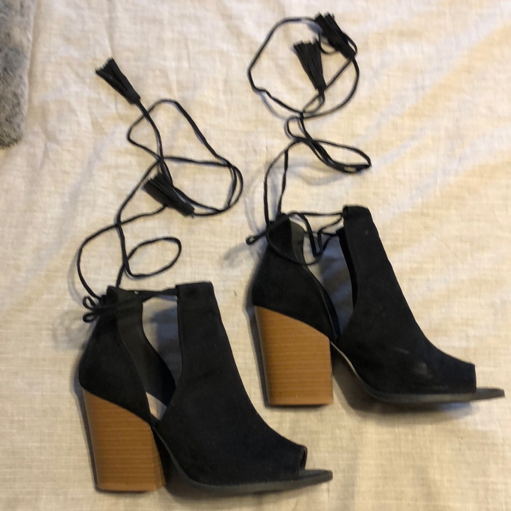 Black open-toe Booties